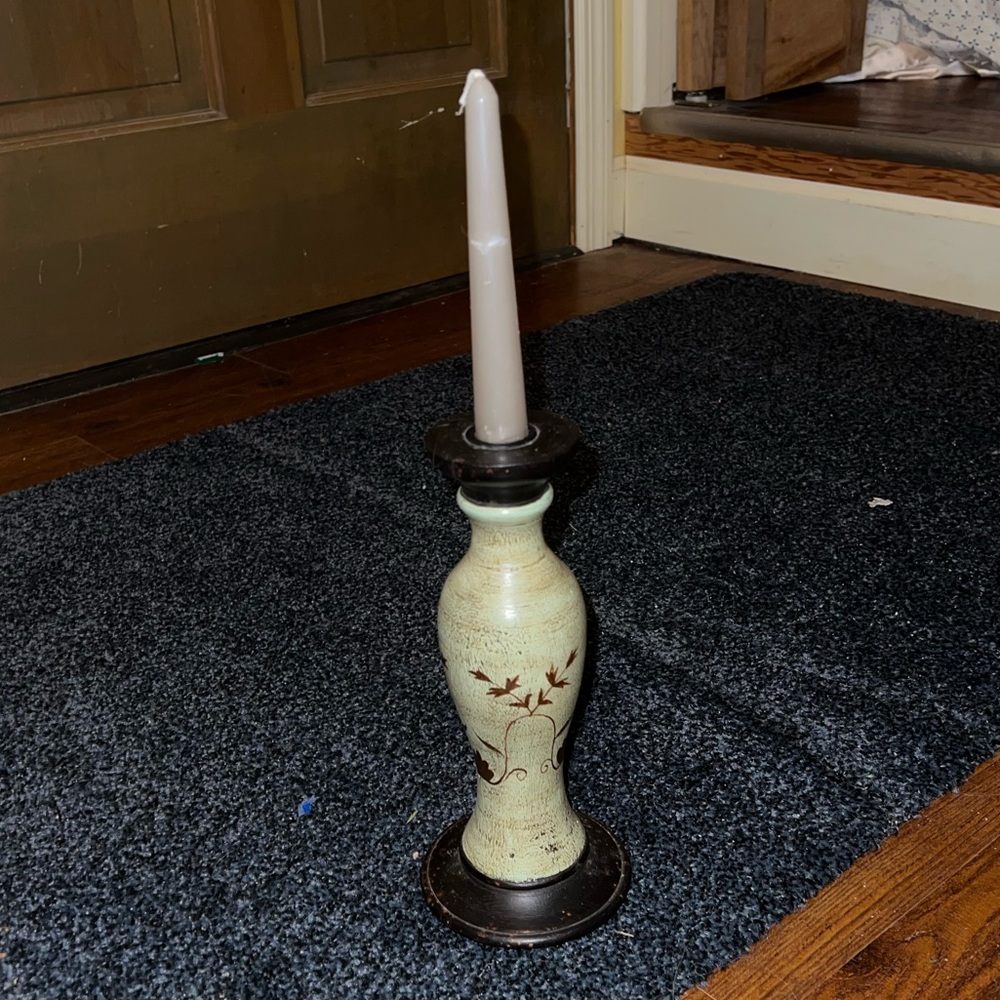3/$15 Rustic Taper Candle Holder Painted Wooden - Picture 3 of 11